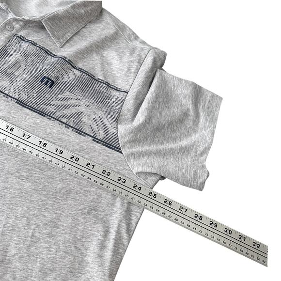 Travis Mathew Make Camp Golf Polo Shirt Men's 2XL XXL Heather Gray Floral Palm - Picture 8 of 10
